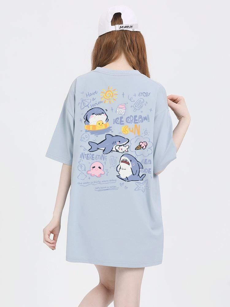 売り切れ必至 4色選択 ポップなプリントが夏に映えるプリント 半袖Tシャツ＜S-9327＞