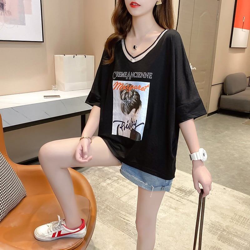 着心地抜群 3色選択可 女性力を高める Vネック Tシャツ カットソー＜S-3094＞