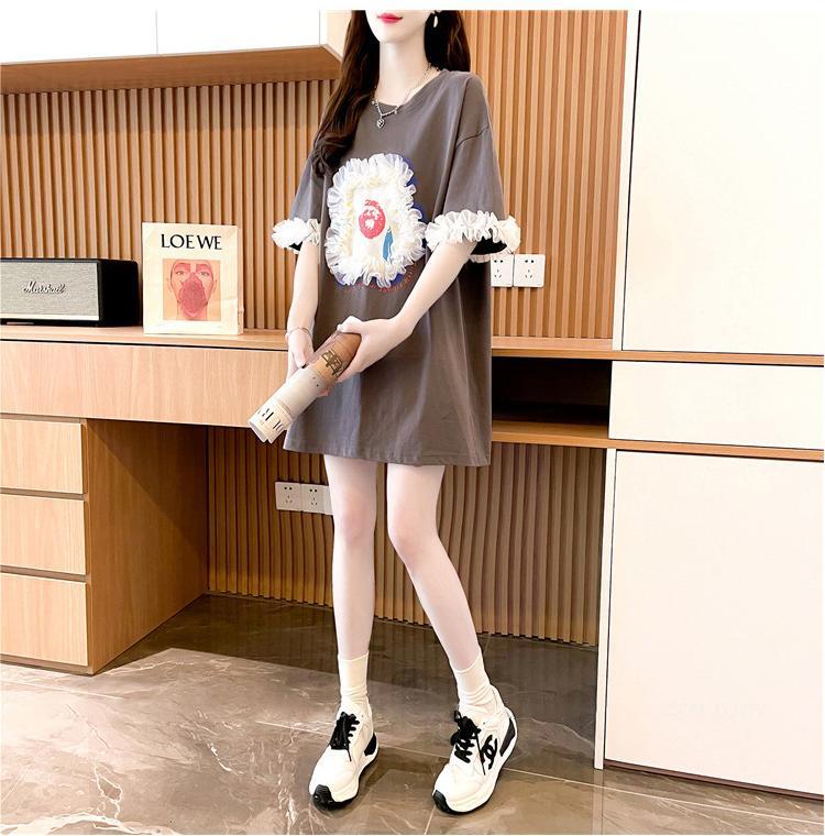 デザインセンスレースステッチTシャツ半袖新しいスタイル<S-2932>