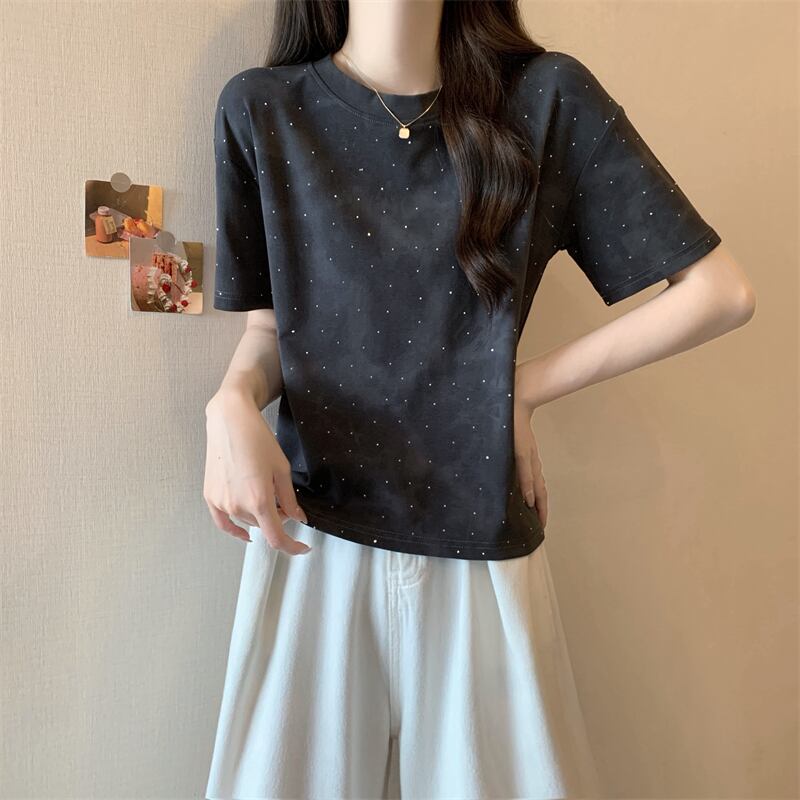 着回し力抜群 ホットダイヤモンド 定番シンプル 全2色 半袖Tシャツ カットソー ＜S-8591＞