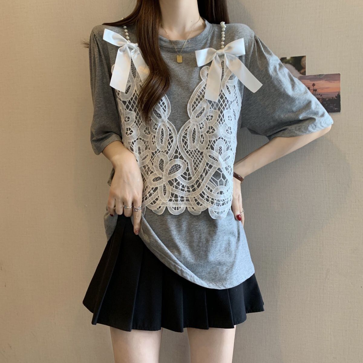 ファッション感満々 ロング丈 ゆったり 2色半袖Tシャツ＜S-10995＞