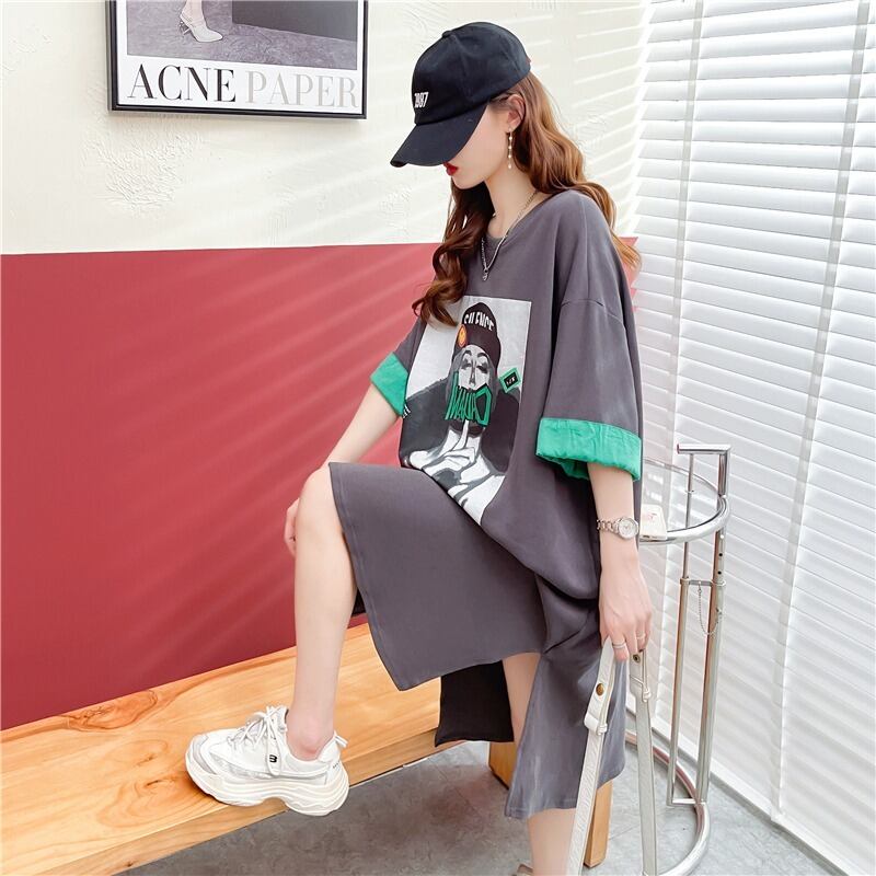 【半額！期間限定！！】今季マストバイ プリント カジュアル Tシャツ カットソー ワンピース＜S-8533＞