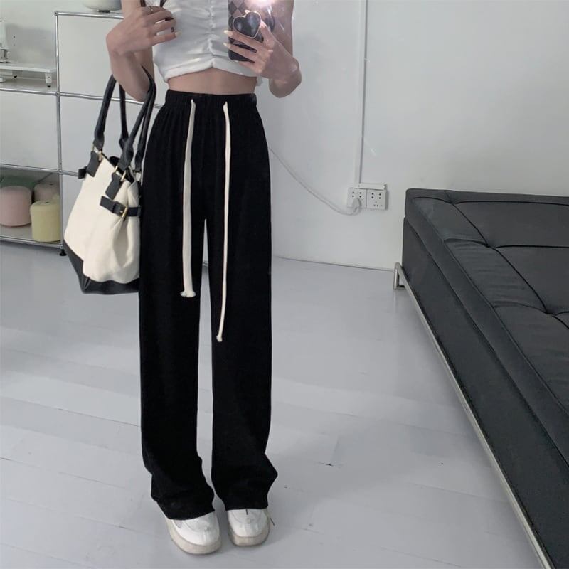ルーズ 引き紐 ファッション ワイドパンツ ボトムス＜S-3032＞