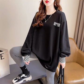 スタイリッシュ 切り替え 一目惚れ プリント Tシャツ カットソー＜S-3675＞