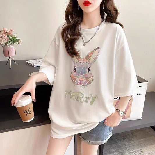 好感度UP ビッグロゴ 特別デザイン ロング Tシャツ 全2色 半袖 ワンピース<S-4944>