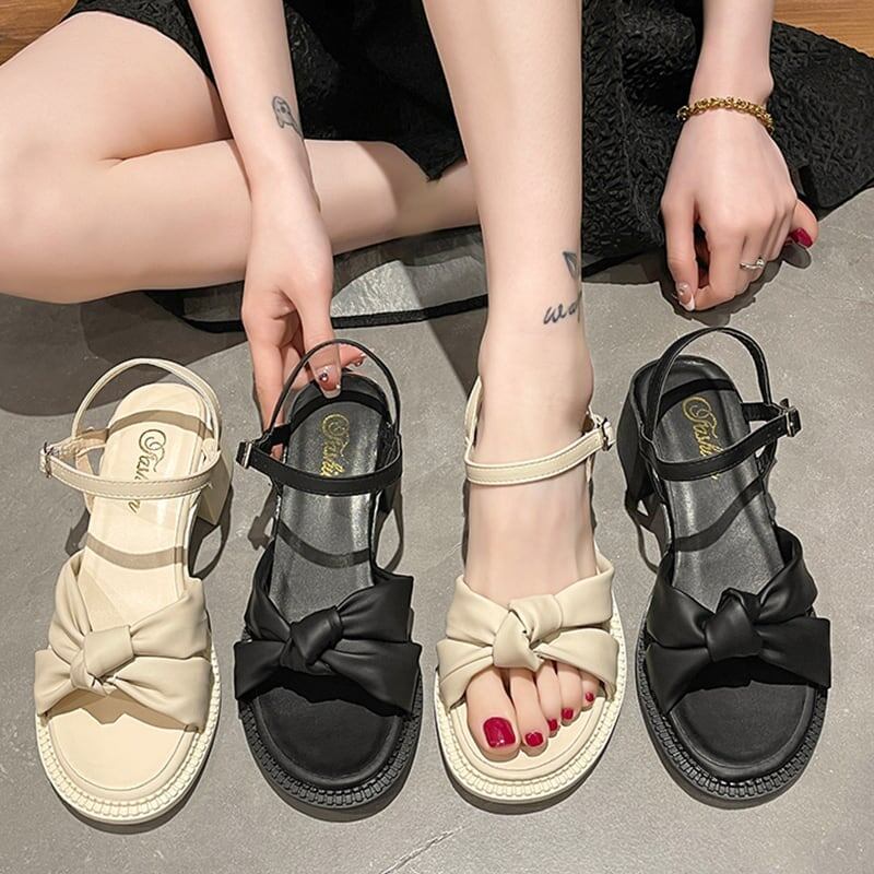 ファッション 蝶結び 美人度アップ 太ヒール シューズ＜S-3160＞