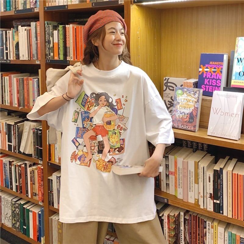 ルーズ 切り替え オシャレ度満点 プリント Tシャツ カットソー＜S-3459＞
