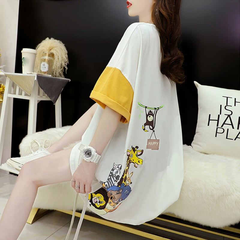 話題沸騰中 配色 オシャレ ゆったり 体型カバー 着?せ 半袖 Tシャツ ＜S-1969＞