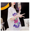 【半額！期間限定！！】新商品 切り替え 一目惚れ 透かし彫り プリント Tシャツ カットソー＜S-8523＞