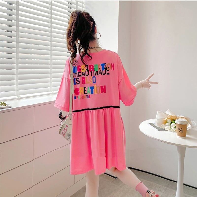 着心地抜群 切り替え 女性力を高める プリント Tシャツ カットソー＜S-3655＞
