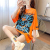 個性的なデザイン 切り替え 一目惚れ プリント Tシャツ カットソー＜S-3400＞