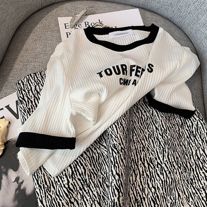 ゆったり感アップ アルファベット ファッション Tシャツ カットソー＜S-3077＞