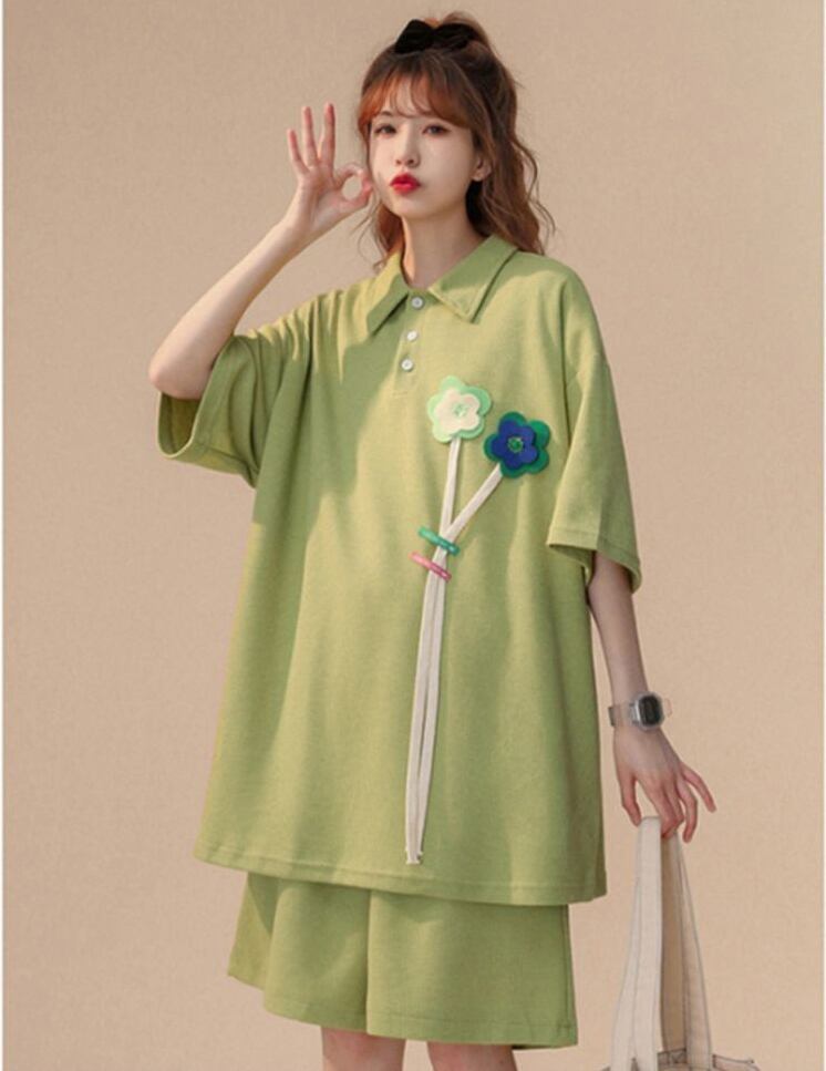 期間限定 ゆったり感アップ ファッション Tシャツ＋ショートパンツ セットアップ＜S-8679＞