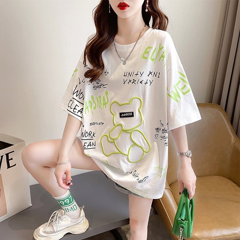 カジュアル 切り替え 好感度満載 プリント Tシャツ カットソー＜S-3543＞