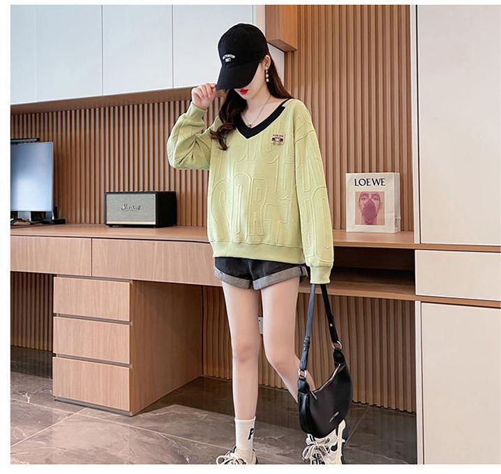 女子マスト  レイヤード風 熊柄ロゴゆったり厚手スウェット全3色トップス<S-4614>