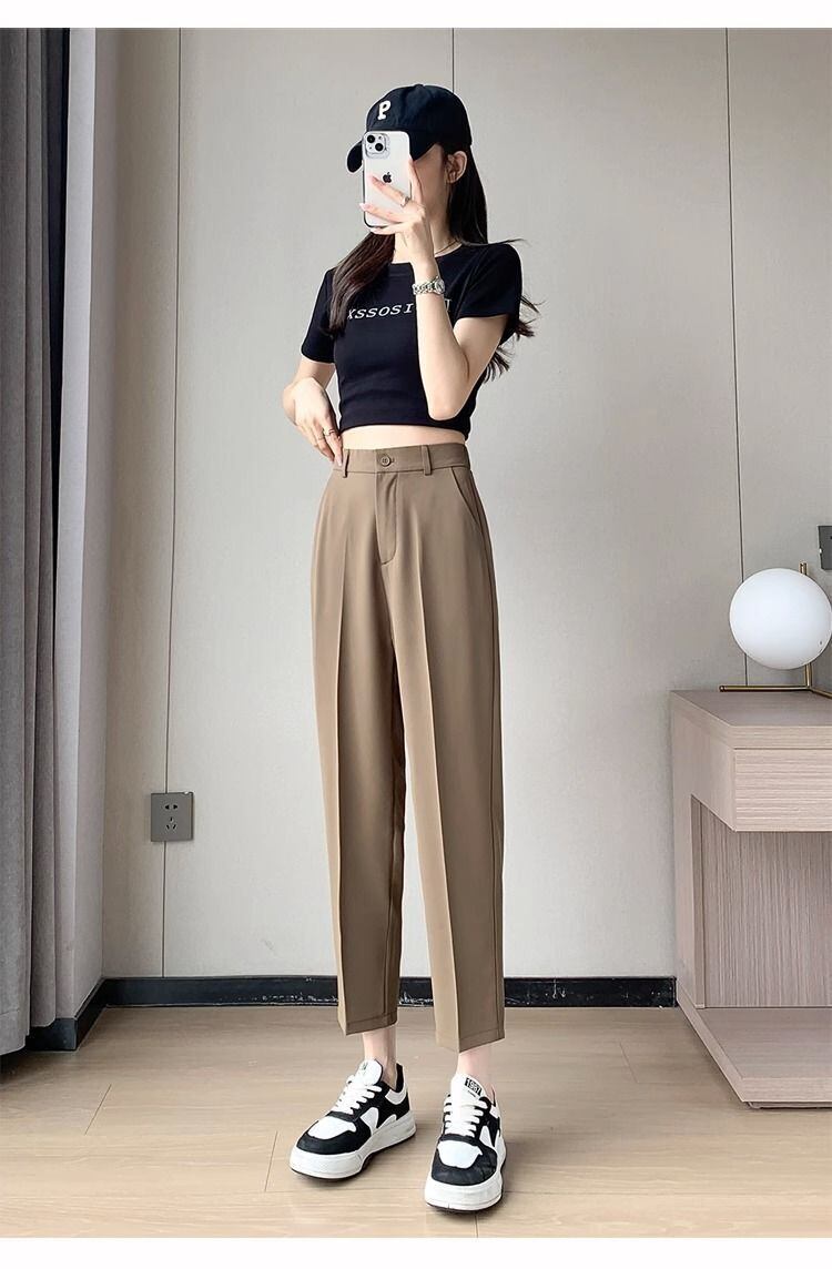 超人気 9分丈スラックスパンツ ファッション 通勤パンツ<S-8182>