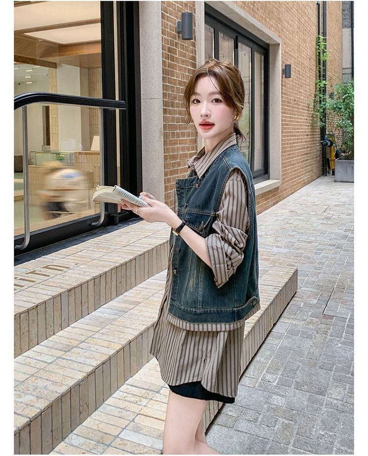 売れ筋 元主役級 美人度アップ 気いっぱい 好感度UP セットアップ ベスト+シャツ<S-10768>