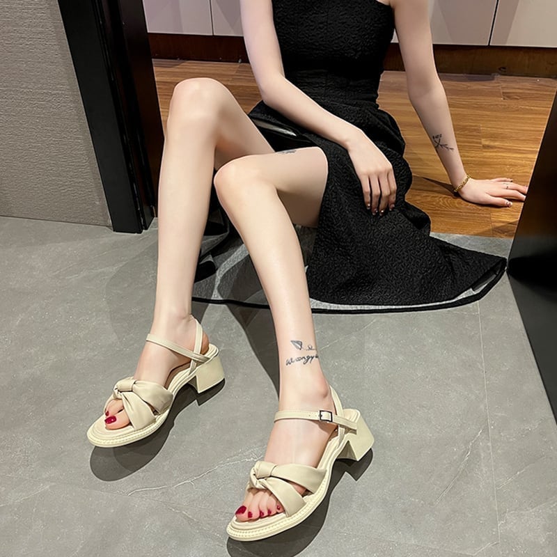 ファッション 蝶結び 美人度アップ 太ヒール シューズ＜S-3160＞