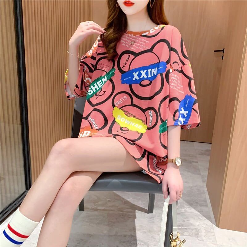 オシャレ度満点 プリント カジュアル Tシャツ カットソー＜S-3344＞