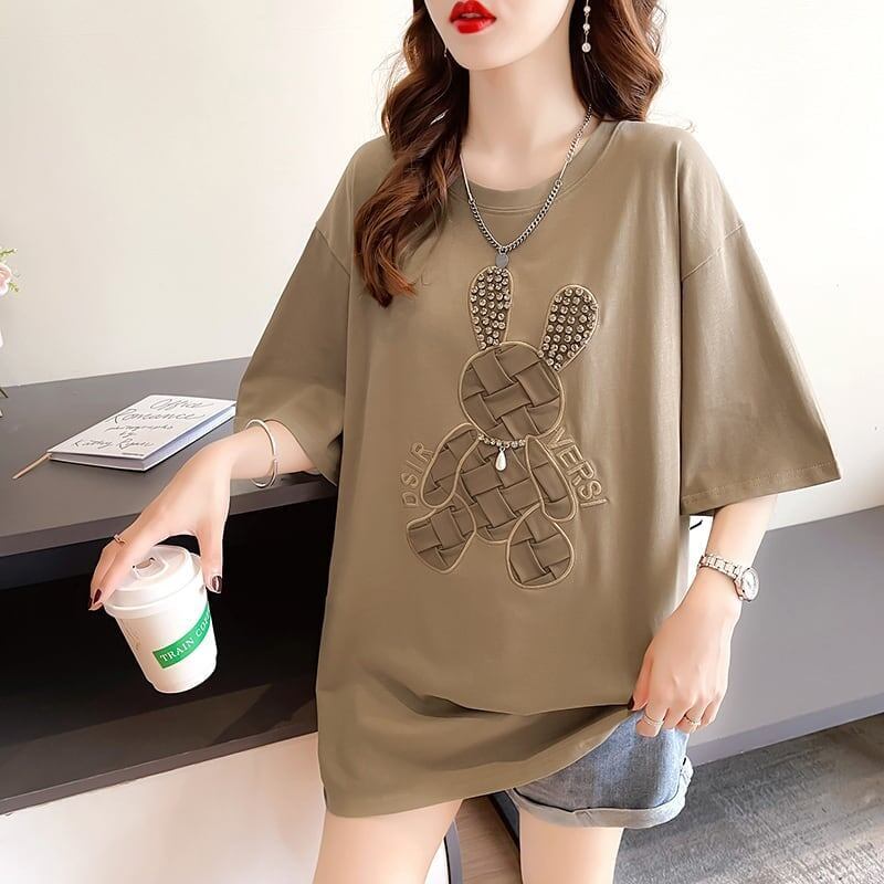 好感度満載 切り替え 美感いっぱい プリント Tシャツ カットソー＜S-3525＞