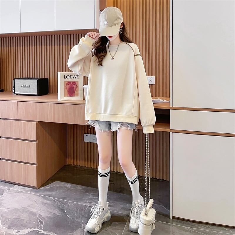 定番シンプル  ワッフル スウェット三色ありトップス＜S-4152＞