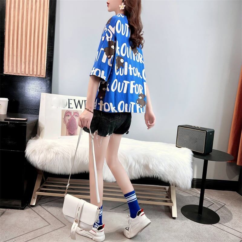 着心地抜群 ラウンドネック 好感度満載 プリント Tシャツ カットソー＜S-2879＞