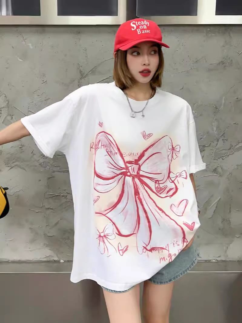 個性的なデザイン プリント ラウンドネック 半袖 Tシャツ カットソー＜S-8273＞