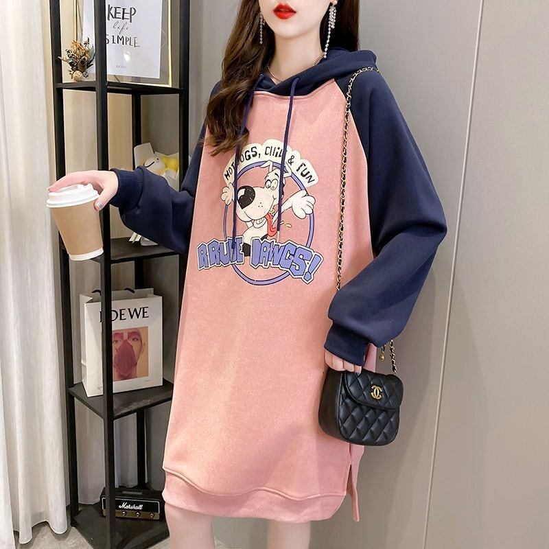 大人気厚手フード付きロングパーカー全3色＜S-4474＞