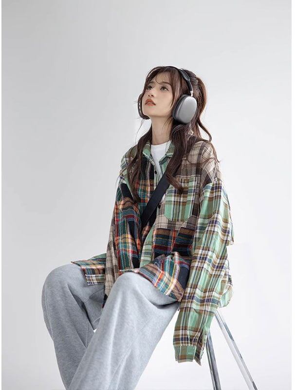 売り切れ必至 チェック柄 レトロ 上質 シャツ<S-8108>