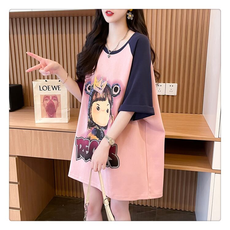 超人気 切り替え スウィート プリント レース 全2色 半袖Tシャツ ＜S-8716＞