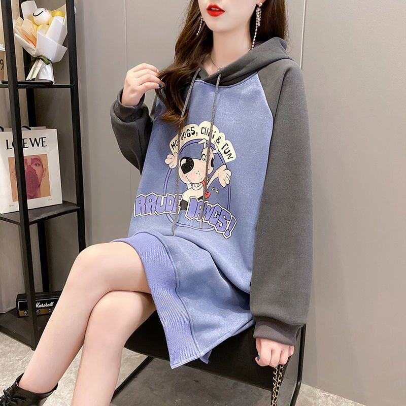 大人気厚手フード付きロングパーカー全3色＜S-4474＞