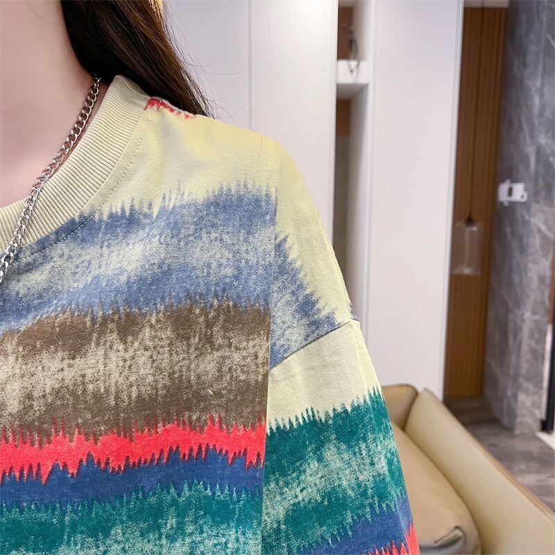 着回し力抜群 絞り染め 特別デザイン プリント 2色選択 半袖Tシャツ＜S-8580＞