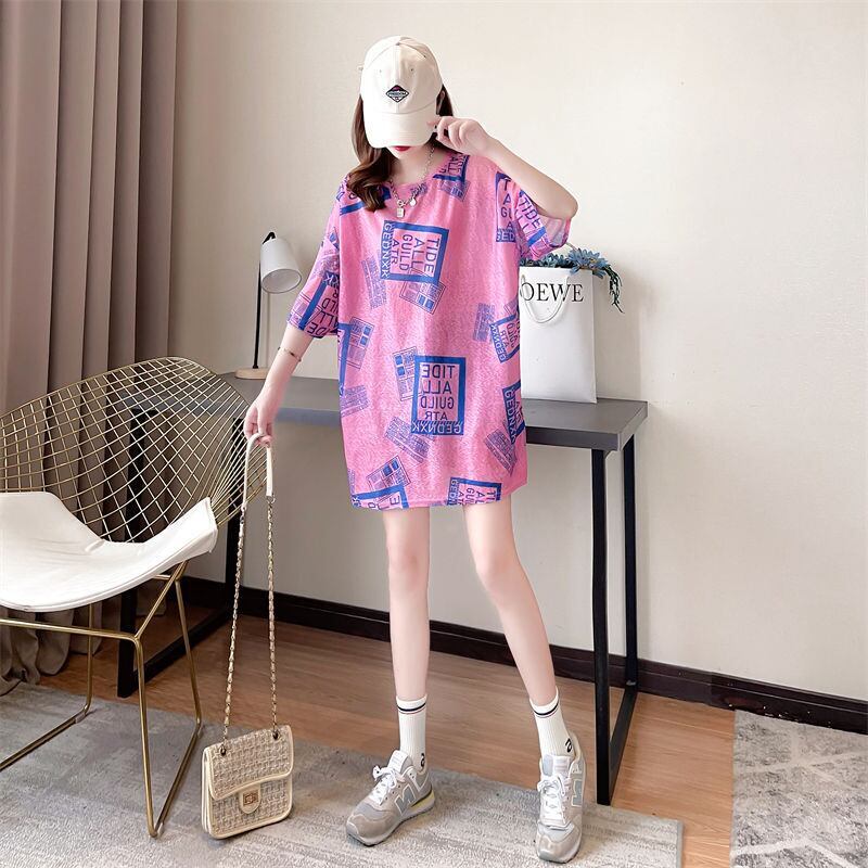 【半額！期間限定！！】美人度アップ プリント カジュアル ゆったり 半袖Tシャツ＜S-8490＞