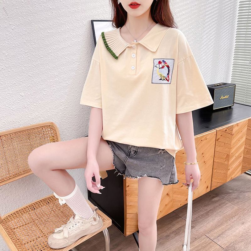 絶対欲しい キュート 定番シンプル 切り替え 全2色 半袖Tシャツ<S-8742>