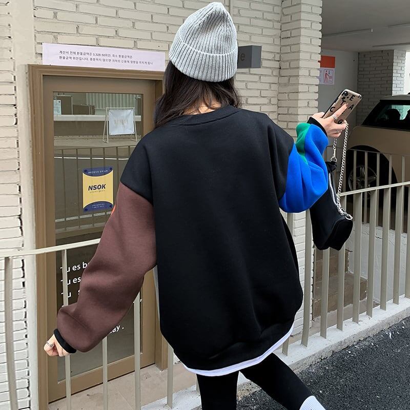 ゆったり感アップ ラウンドネック オシャレ度満点 プリント スウェット パーカー＜S-2932＞