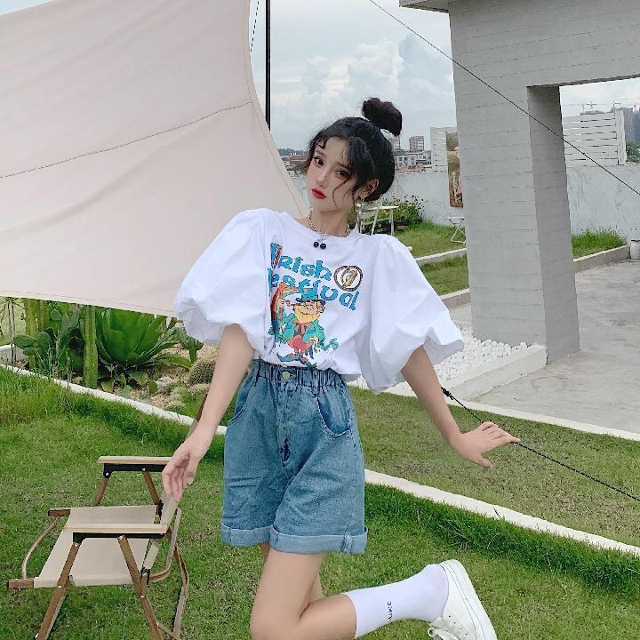 キュート プリント ファッション ゆったり 全4色 半袖 Tシャツ＜S-11521＞