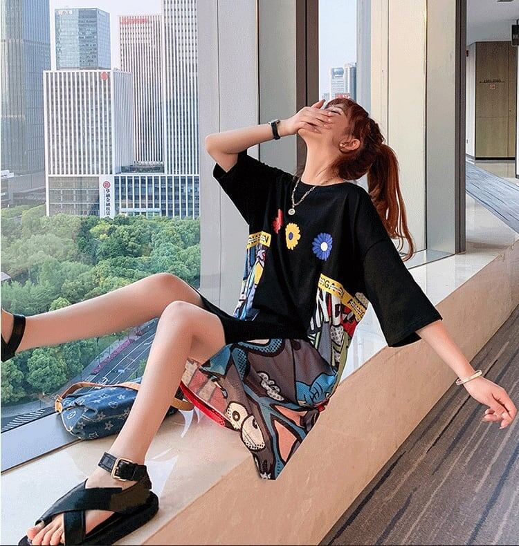 大人気ロング丈Tシャツワンピース  2色 ＜S-1160＞