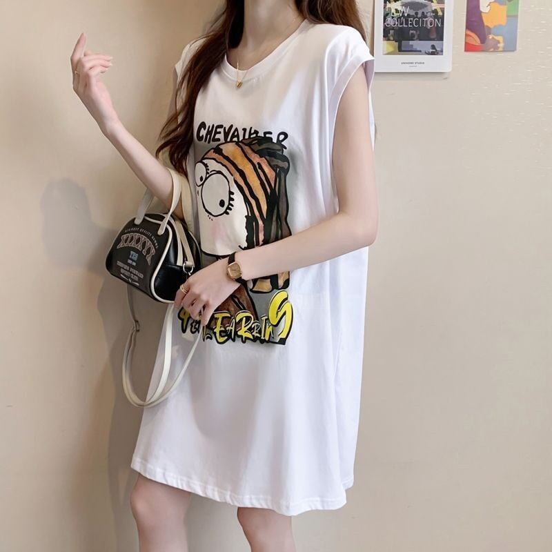 真夏も快適 着心地良い ファッション感満々 プリント全4色 ノースリーブ Tシャツ カットソー＜S-9161＞