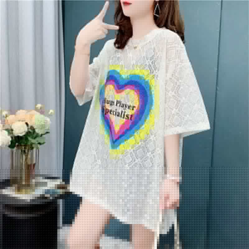 売り切れ必至 ゆったり キュート 透かし彫り半袖Tシャツ＜S-8134＞