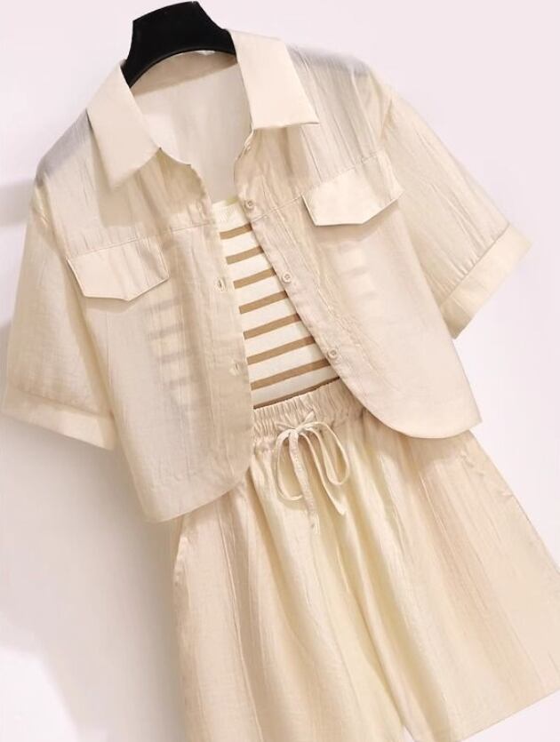 定番シンプル 紫外線対策 上品 全3色 シャツ+パンツセット ＜S-8655＞