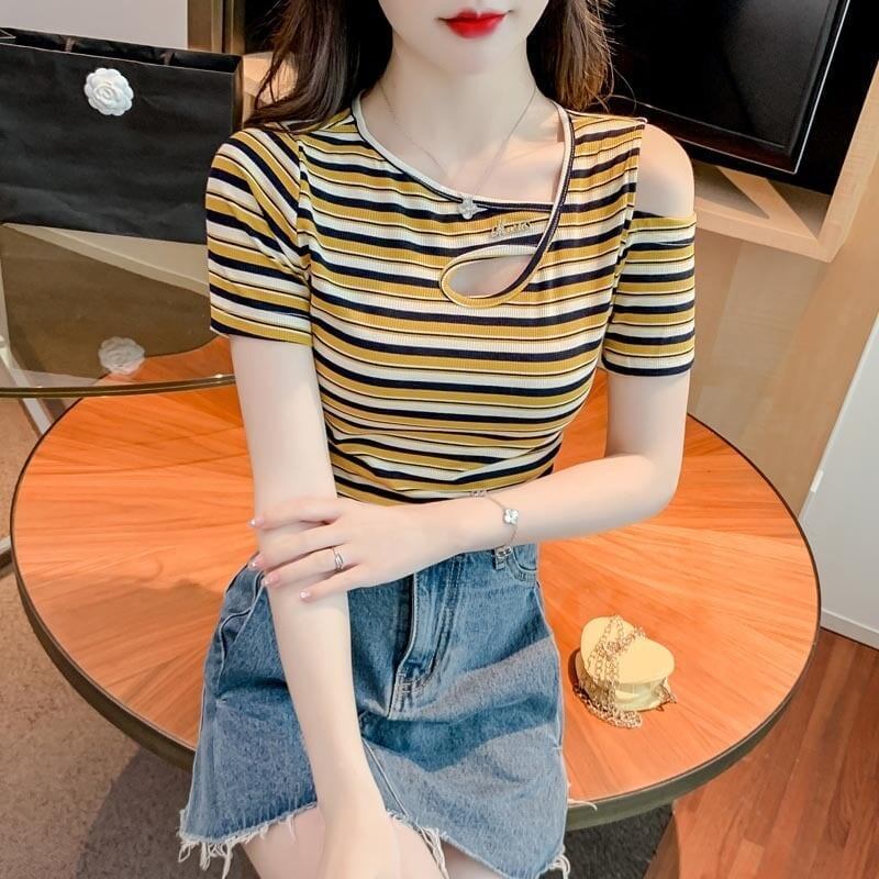 カジュアル 切り替え オシャレ度満点 プリント Tシャツ カットソー＜S-3565＞
