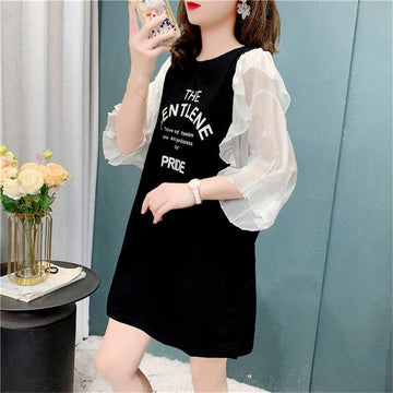 個性的なデザイン 切り替え スタイリッシュ ワンピース Tシャツ カットソー＜S-3117＞