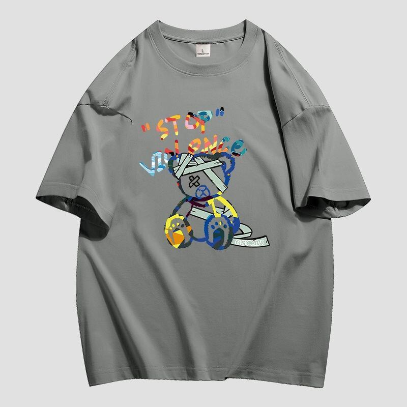スタイルアップ カジュアル おしゃれ度高め プリント全5色 半袖Tシャツ<S-9437>