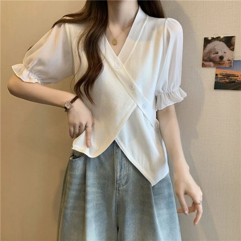絶対流行 ストライプ柄 カジュアル Vネック 全3色 半袖 Tシャツ＜S-8733＞