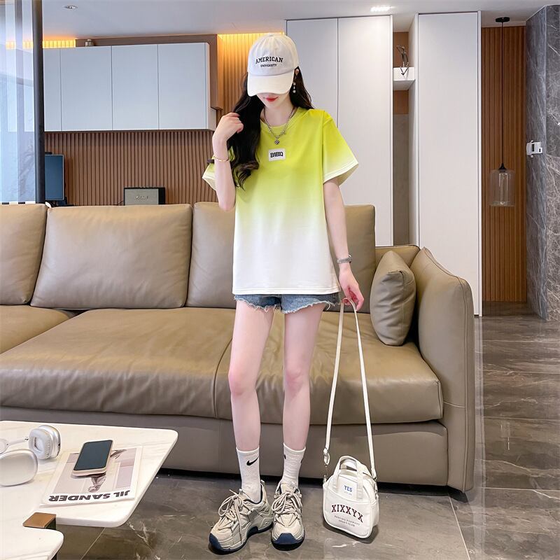 新商品 カジュアル グラデーション プリント 全3色 半袖Tシャツ<S-9214>