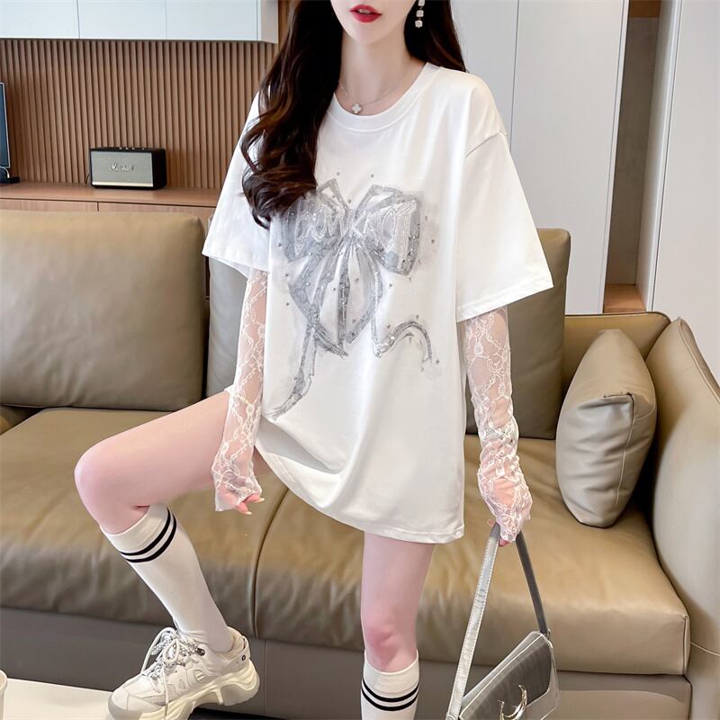 話題沸騰中 レイヤード風 美人度アップ ルーズ Tシャツ ＜S-8707＞