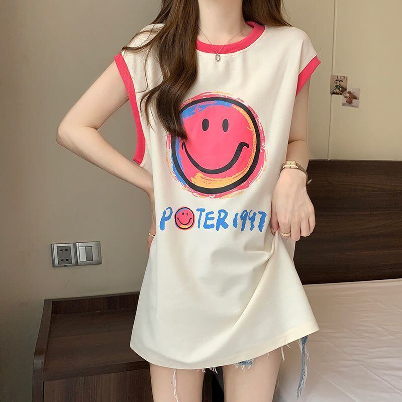 【半額！期間限定！！】超人気 ファッション カジュアル プリント ノースリーブ Tシャツ<S-8487>