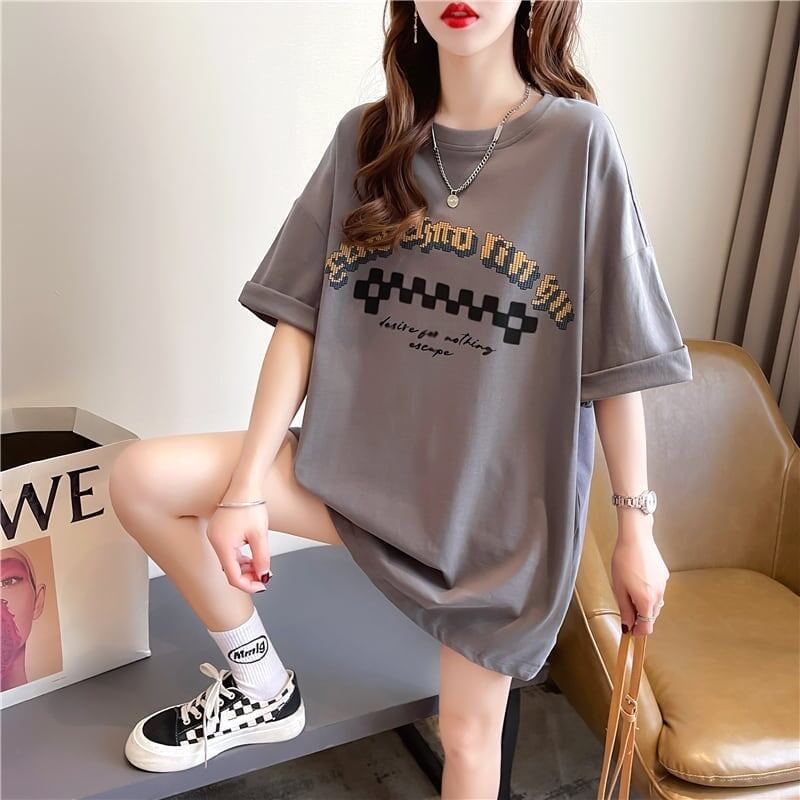 ゆったり感アップ 切り替え オシャレ度満点 プリント Tシャツ カットソー＜S-3478＞