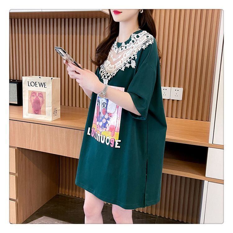 新商品 透かし彫り キュート レース 切り替え ゆったり 半袖Tシャツ＜S-8472＞
