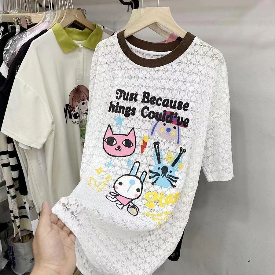 【半額！期間限定！！】新商品 キュート 超人気 プリント 2色半袖Tシャツ＜S-8520＞